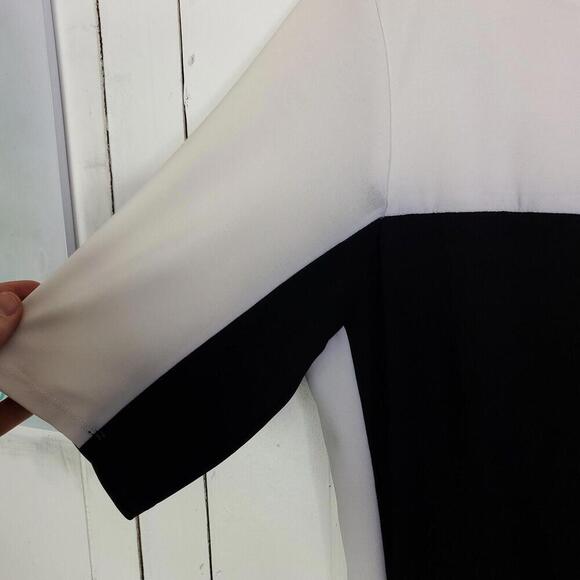 Chaps Dress Womens XL Knee Length Ruched Sides Stretchy Colorblock Classy Office - Picture 4 of 10